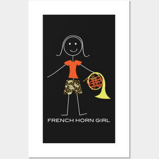 Funny Womens French Horn Girl Posters and Art